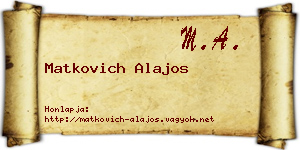 Matkovich Alajos névjegykártya